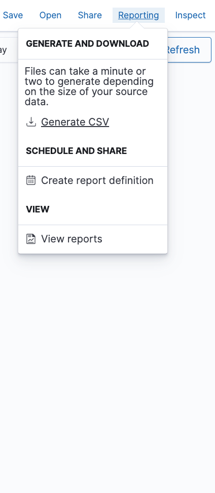 Screenshot of reports page with "Generate CSV" link.